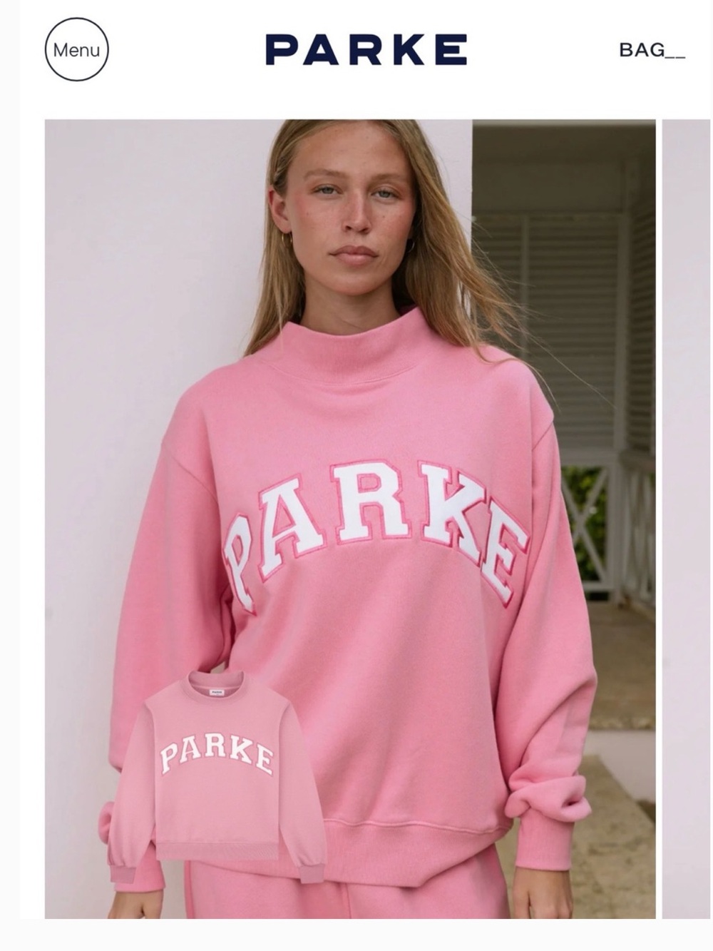 Parke Women's Pink Logo Mock-Neck Sweatshirt